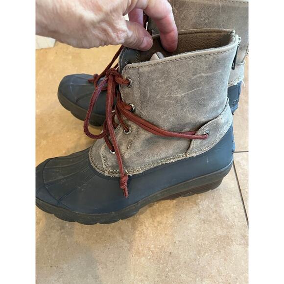 Sperry Duck Boots Rain Women 7M Leather Quarter Zip Rubber Outdoor Winter Snow - Picture 4 of 9